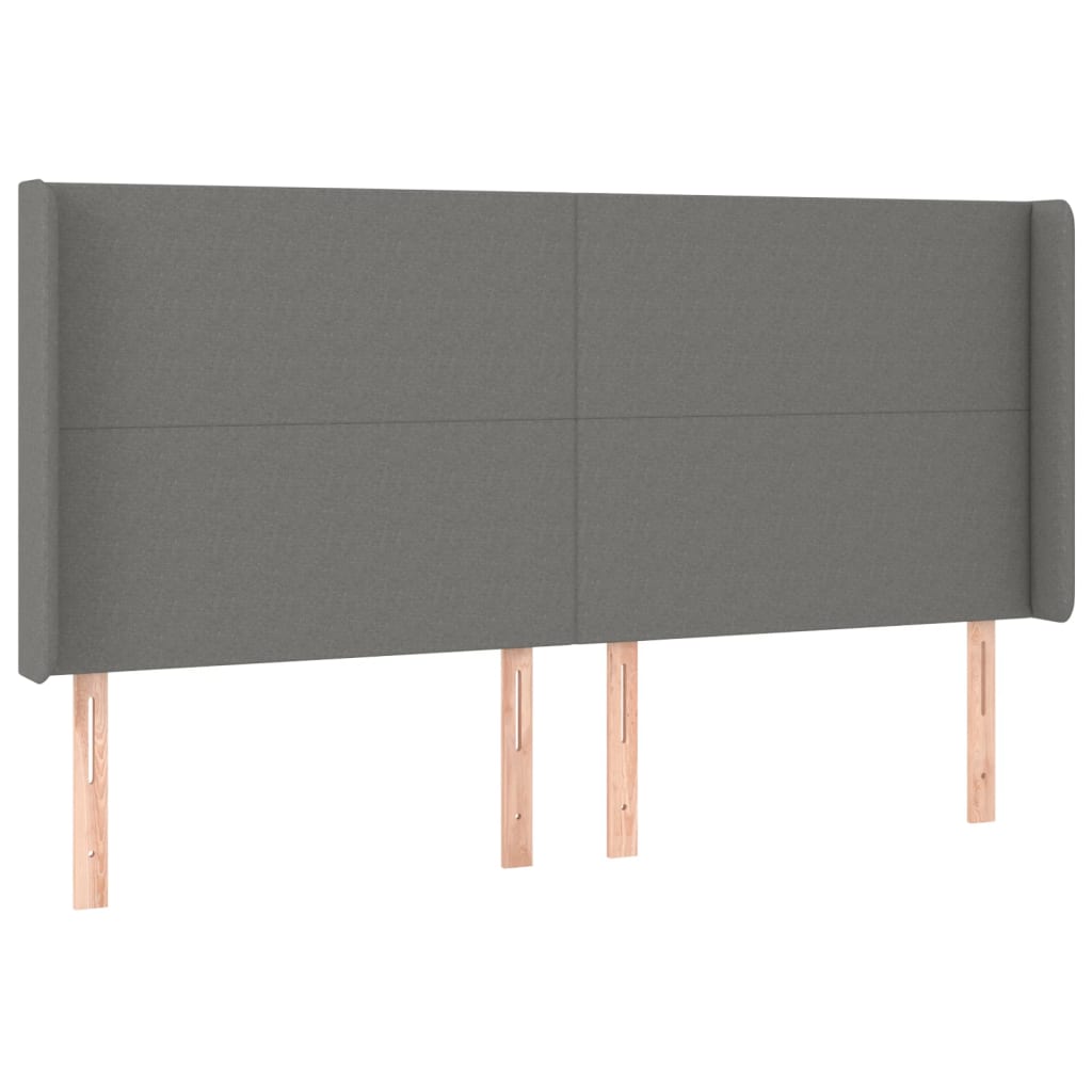 vidaXL Hoofdbord LED 203x16x118/128 cm stof donkergrijs afbeelding