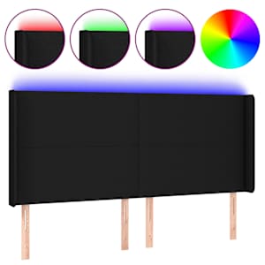 vidaXL LED-voodipeats, must, 203x16x118/128 cm, kangas