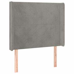 Čelo postele s LED světle šedé 83 x 16 x 118/128 cm samet - obrázek 3