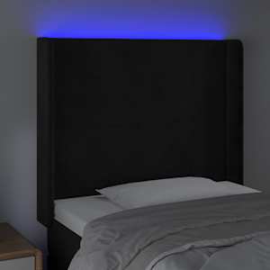 Čelo postele s LED černé 83 x 16 x 118/128 cm samet - obrázek 4