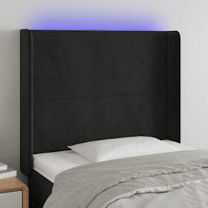 LED posteljno vzglavje črno 83x16x118/128 cm žamet