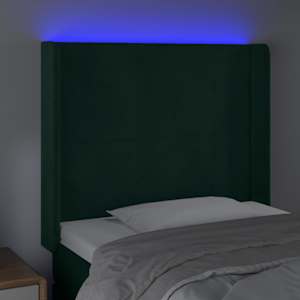 Čelo postele s LED tmavě zelené 83 x 16 x 118/128 cm samet - obrázek 4