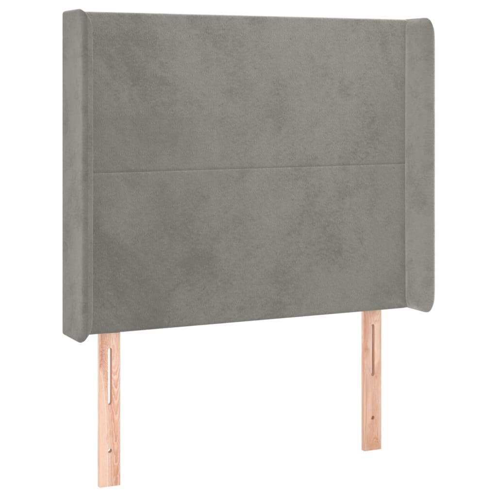 vidaXL Hoofdbord LED 93x16x118/128 cm fluweel lichtgrijs afbeelding