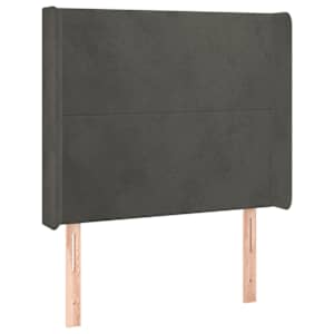 Čelo postele s LED tmavě šedé 93 x 16 x 118/128 cm samet - obrázek 3