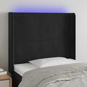 LED posteljno vzglavje črno 93x16x118/128 cm žamet