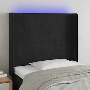 LED posteljno vzglavje črno 103x16x118/128 cm žamet