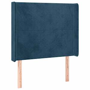 Čelo postele s LED tmavě modré 103 x 16 x 118/128 cm textil - obrázek 3