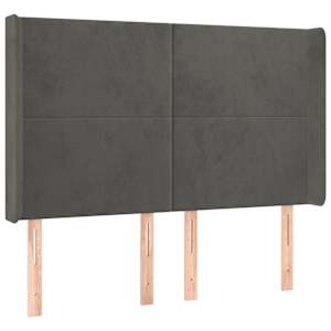 Čelo postele s LED tmavě šedé 147 x 16 x 118/128 cm samet - obrázek 3