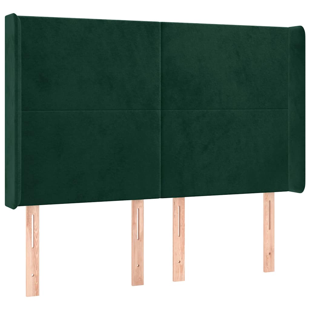 vidaXL Hoofdbord LED 147x16x118/128 cm fluweel donkergroen groen, foto 4