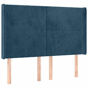 Čelo postele s LED tmavě modré 147 x 16 x 118/128 cm samet - obrázek 3