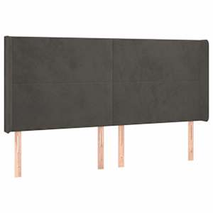 Čelo postele s LED tmavě šedé 163 x 16 x 118/128 cm samet - obrázek 3