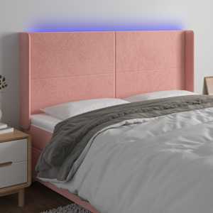 LED posteljno vzglavje roza 163x16x118/128 cm žamet