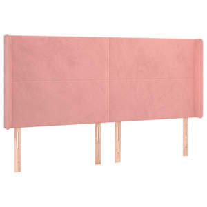 Čelo postele s LED růžové 183 x 16 x 118/128 cm samet - obrázek 3
