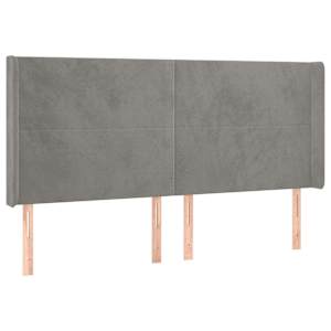 Čelo postele s LED světle šedé 203 x 16 x 118/128 cm samet - obrázek 3