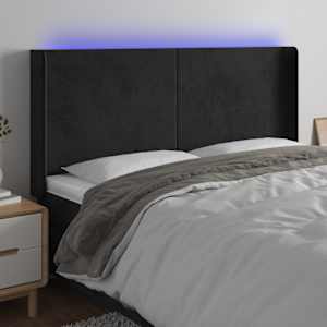 LED posteljno vzglavje črno 203x16x118/128 cm žamet