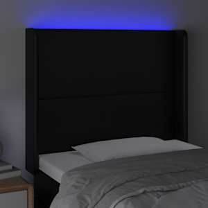 Čelo postele s LED černé 83 x 16 x 118/128 cm umělá kůže - obrázek 4