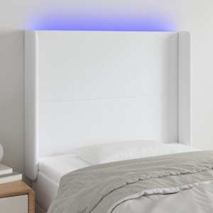 Čelo postele s LED bílé 83 x 16 x 118/128 cm umělá kůže - obrázek 1