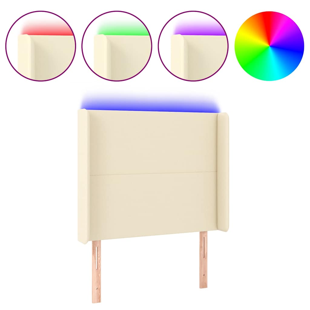 vidaXL Hoofdbord LED 83x16x118/128 cm kunstleer crèmekleurig, foto 3