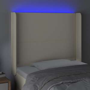 Čelo postele s LED krémové 83 x 16 x 118/128 cm umělá kůže - obrázek 4