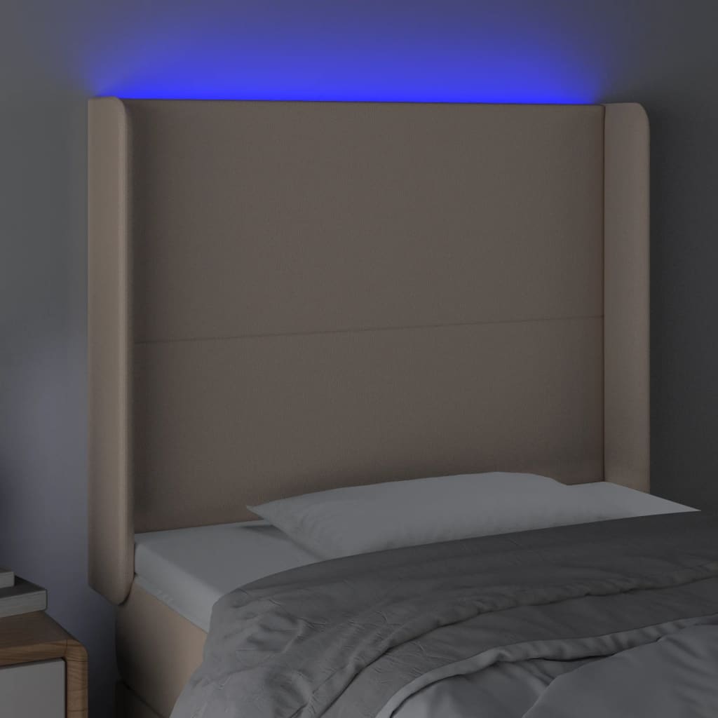 gultas galvgalis ar LED, 83x16x118/128cm, kapučīno mākslīgā āda | Stepinfit.lv