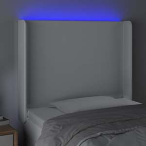 Čelo postele s LED bílé 103 x 16 x 118/128 cm umělá kůže - obrázek 4