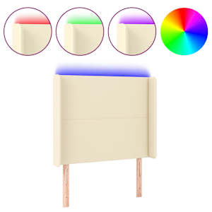 Čelo postele s LED krémové 103 x 16 x 118/128 cm umělá kůže - obrázek 2