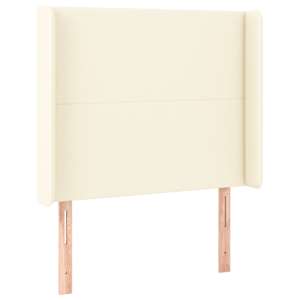 Čelo postele s LED krémové 103 x 16 x 118/128 cm umělá kůže - obrázek 3