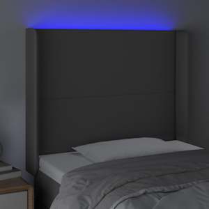 Čelo postele s LED šedé 103 x 16 x 118/128 cm umělá kůže - obrázek 4