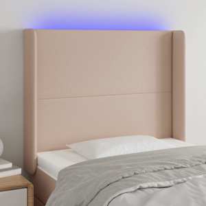 Čelo postele s LED cappuccino 103 x 16 x 118/128 cm umělá kůže - obrázek 1