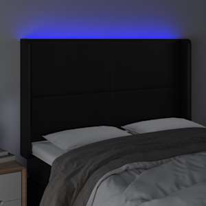 Čelo postele s LED černé 147 x 16 x 118/128 cm umělá kůže - obrázek 4