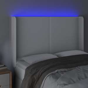 Čelo postele s LED bílé 147 x 16 x 118/128 cm umělá kůže - obrázek 4