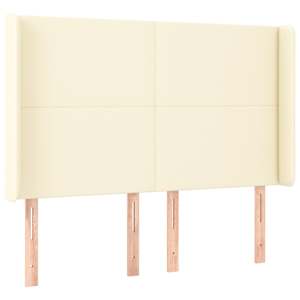 Čelo postele s LED krémové 147 x 16 x 118/128 cm umělá kůže - obrázek 3
