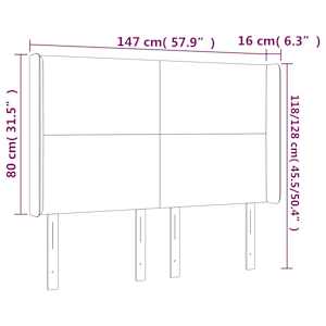 Čelo postele s LED šedé 147 x 16 x 118/128 cm umělá kůže - obrázek 6