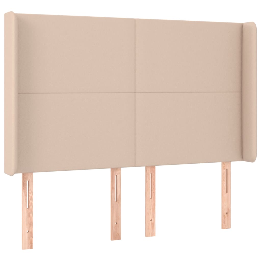 vidaXL Hoofdbord LED 147x16x118/128 cm kunstleer cappuccinokleurig afbeelding