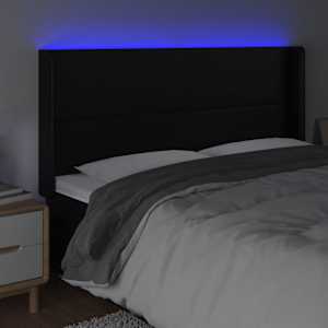 Čelo postele s LED černé 163 x 16 x 118/128 cm umělá kůže - obrázek 4