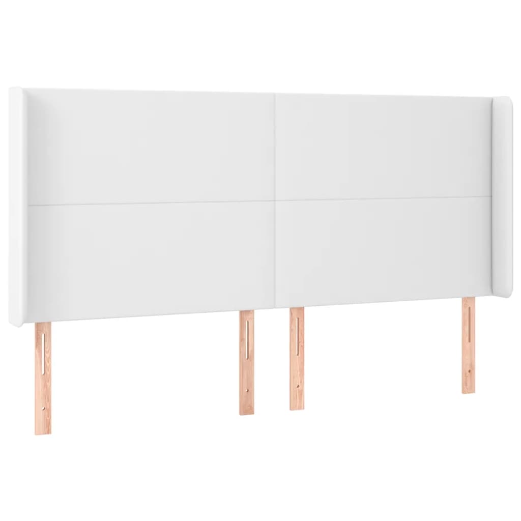 vidaXL Hoofdbord LED 163x16x118/128 cm kunstleer wit afbeelding