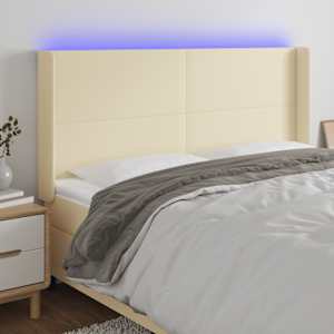 LED posteljno vzglavje krem 163x16x118/128 cm umetno usnje