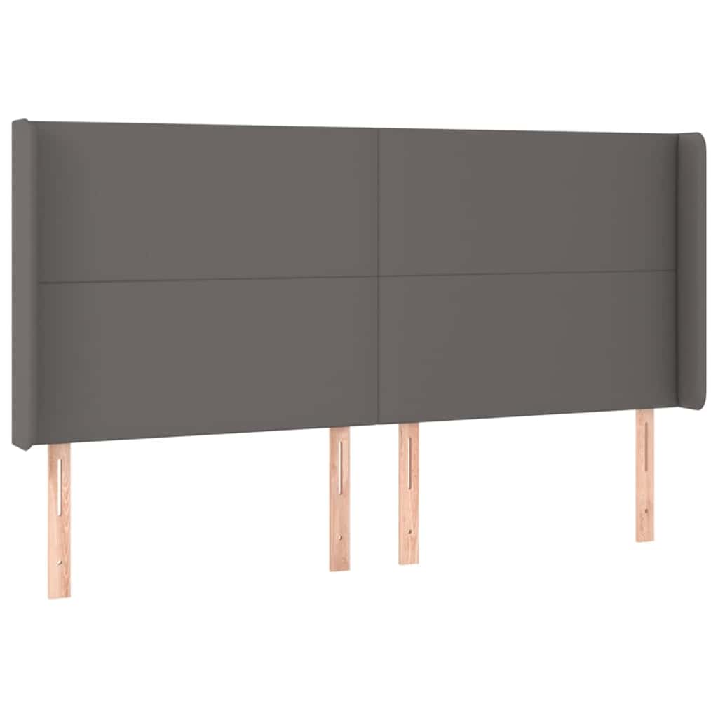 vidaXL Hoofdbord LED 163x16x118/128 cm kunstleer grijs, foto 4