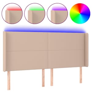 Čelo postele s LED cappuccino 163 x 16 x 118/128 cm umělá kůže - obrázek 2