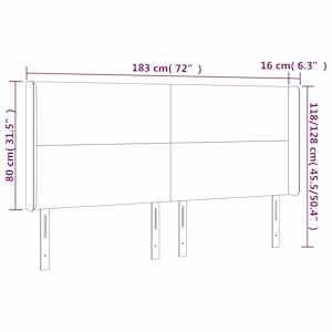 Čelo postele s LED bílé 183 x 16 x 118/128 cm umělá kůže - obrázek 6