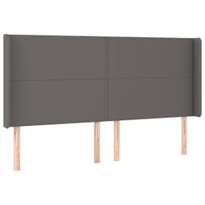 Čelo postele s LED šedé 183 x 16 x 118/128 cm umělá kůže - obrázek 3