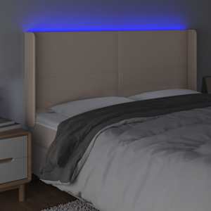 Čelo postele s LED cappuccino 183 x 16 x 118/128 cm umělá kůže - obrázek 4