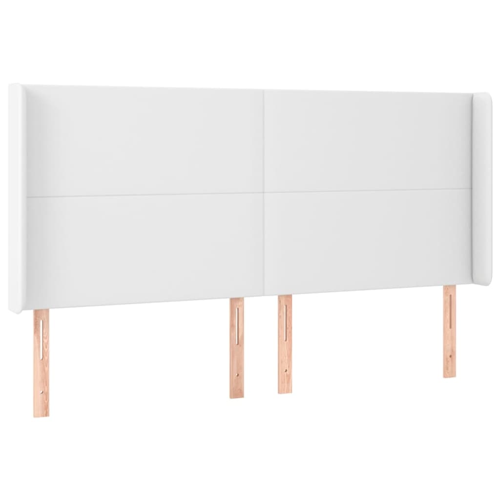 vidaXL Hoofdbord LED 203x16x118/128 cm kunstleer wit afbeelding