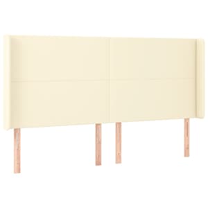 Čelo postele s LED krémové 203 x 16 x 118/128 cm umělá kůže - obrázek 3