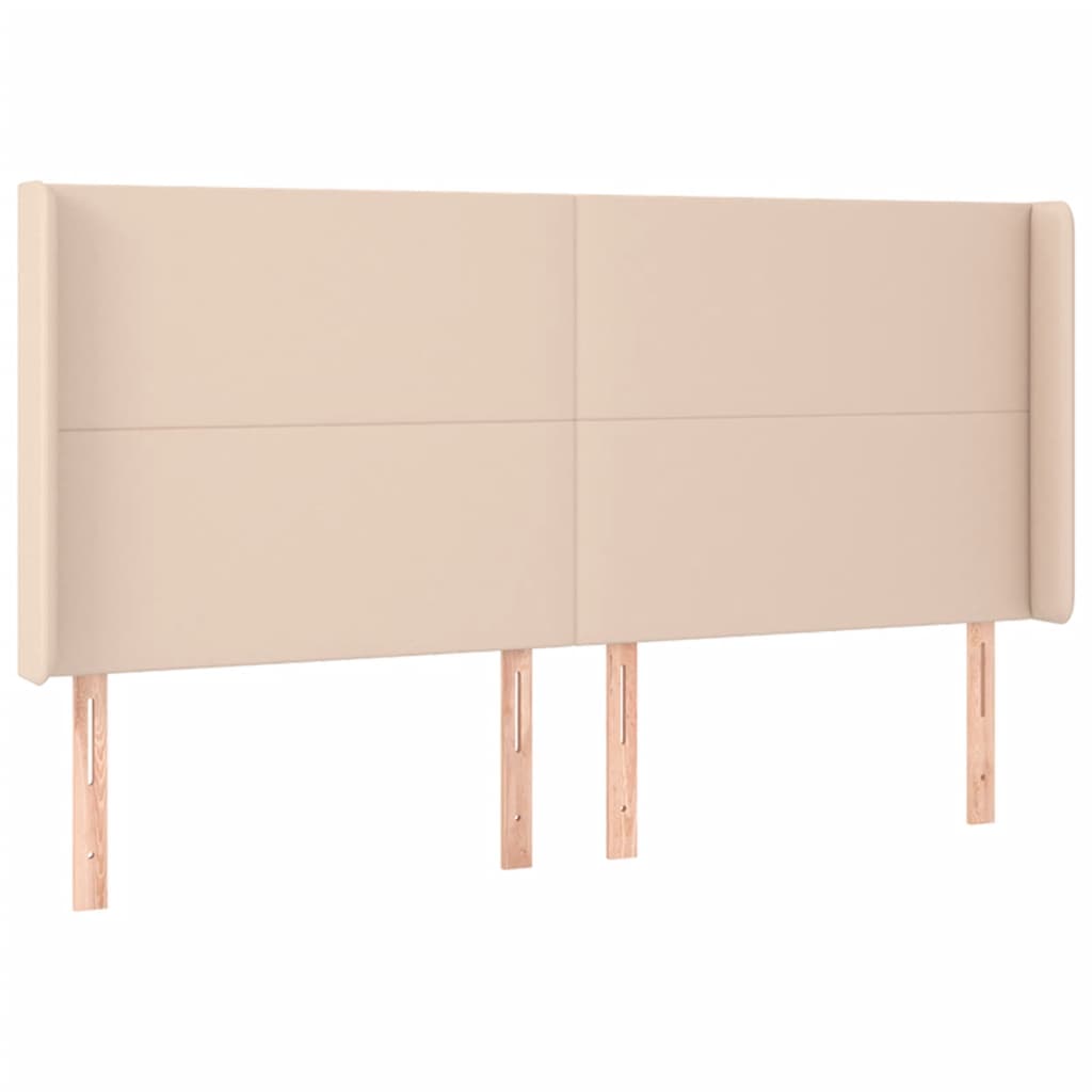 vidaXL Hoofdbord LED 203x16x118/128 cm kunstleer cappuccinokleurig afbeelding