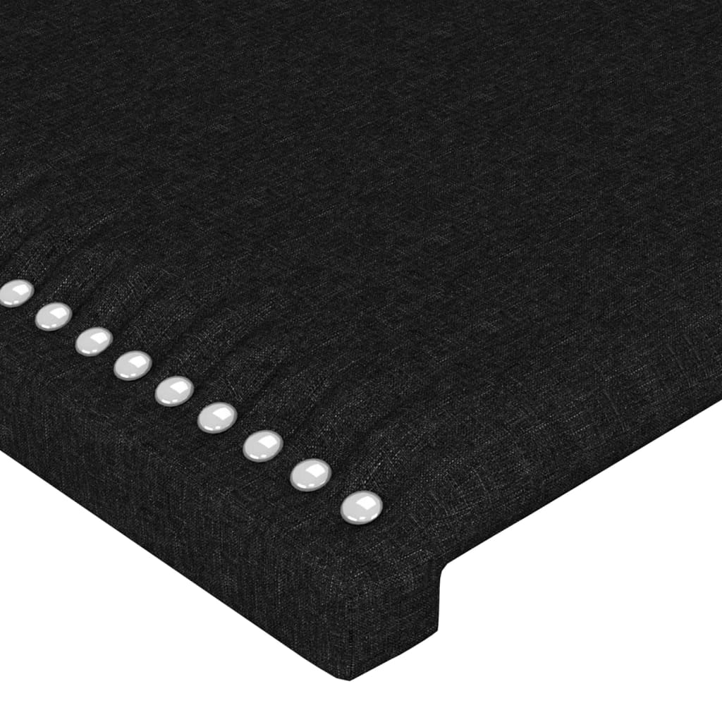 Tăblie de pat cu LED, negru, 83x16x118/128 cm, textil