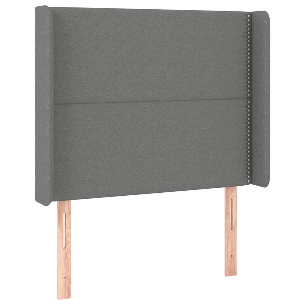 vidaXL Hoofdbord LED 93x16x118/128 cm stof donkergrijs afbeelding