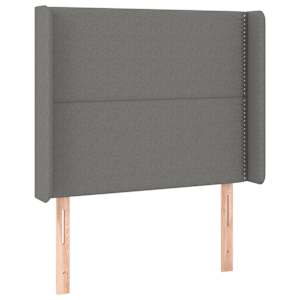 Čelo postele s LED tmavě šedé 93 x 16 x 118/128 cm textil - obrázek 3