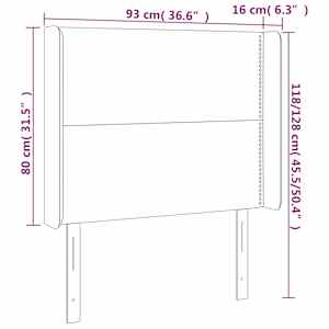 Čelo postele s LED tmavě šedé 93 x 16 x 118/128 cm textil - obrázek 6