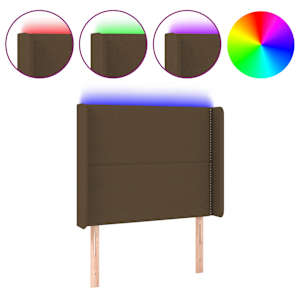 vidaXL LED-voodipeats, tumepruun, 93x16x118/128 cm, kangas